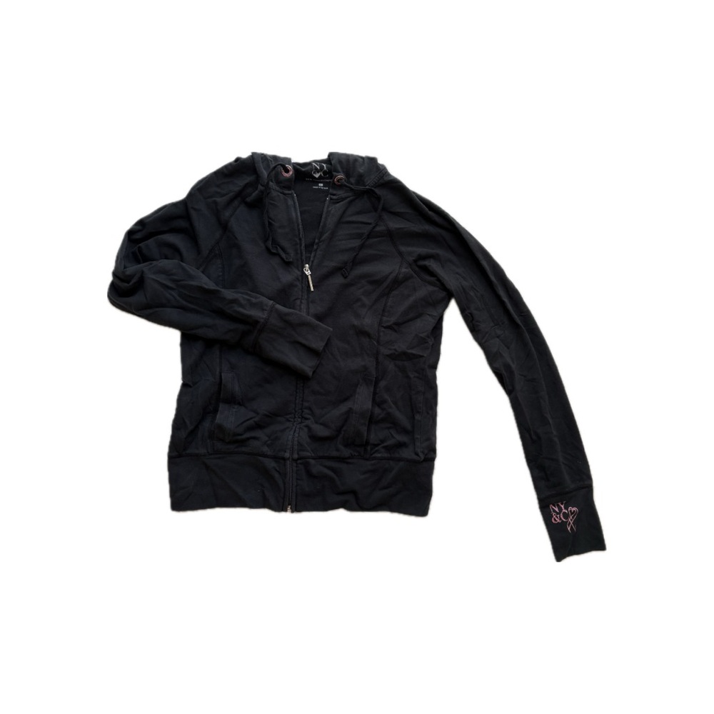 New York & Company Black Zip up w/ Pink Detail, 95% cotton, 5% spandex ( Size S)